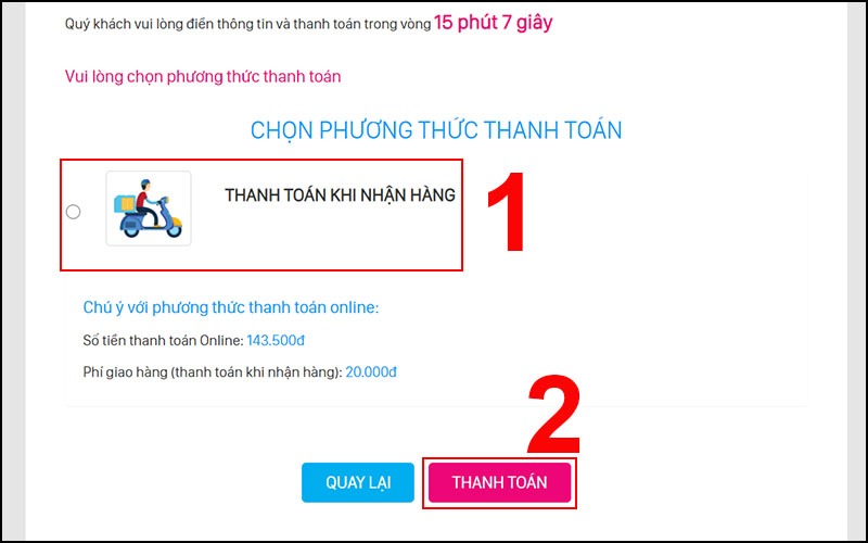 Ho&agrave;n tất thủ tục thanh to&aacute;n